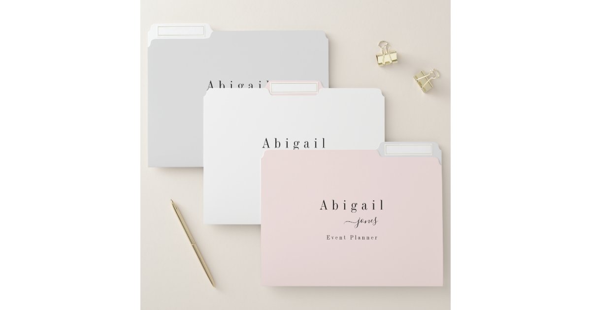 Pink Simple Script Modern Luxury Professional File Folder | Zazzle