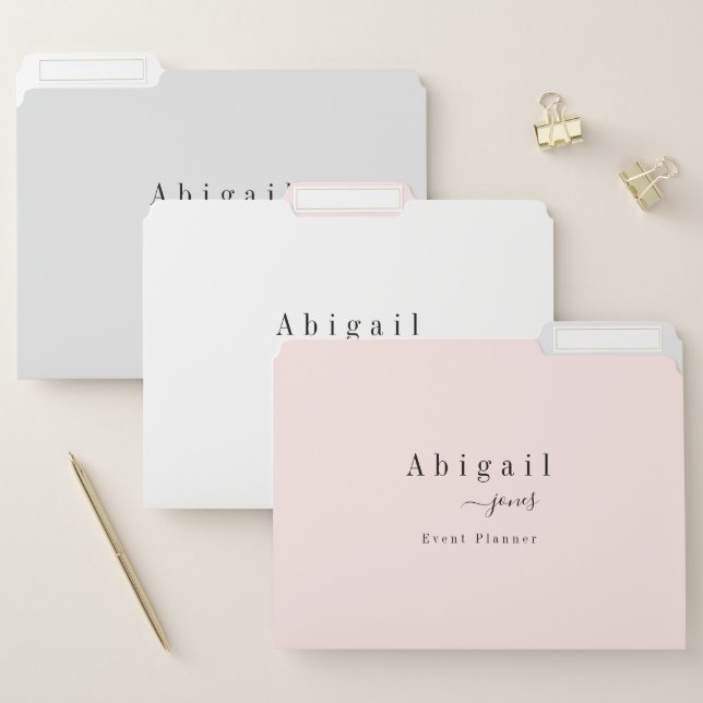 Pink Simple Script Modern Luxury Professional File Folder (Set)