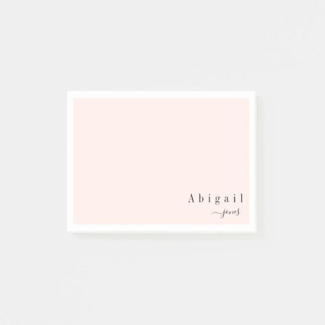 Pink Simple Script Modern personalized Stationery Post-it Notes (Front)