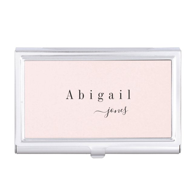Pink Simple Script Name Modern Luxury personalized Business Card Case (Front)