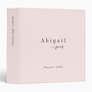 Pink Simple Script Name Modern personalized 3 Ring Binder