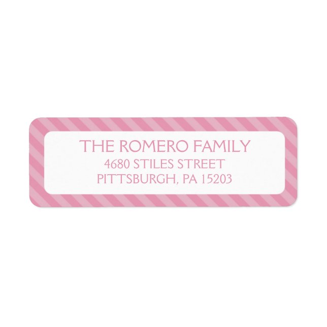 Pink Simple Stripes Custom Personalized Label (Front)