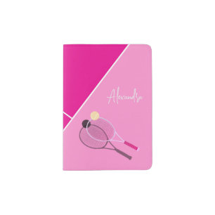Pink Simple Tennis Modern Pastel Passport Holder