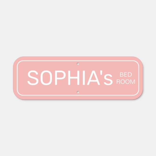Pink simple traditional street girl's custom name metal sign (Front)
