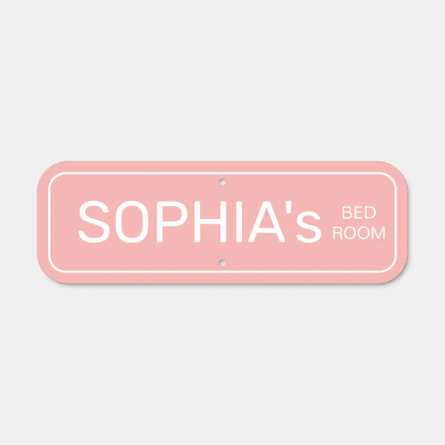 Pink simple traditional street girl's custom name metal sign | Zazzle