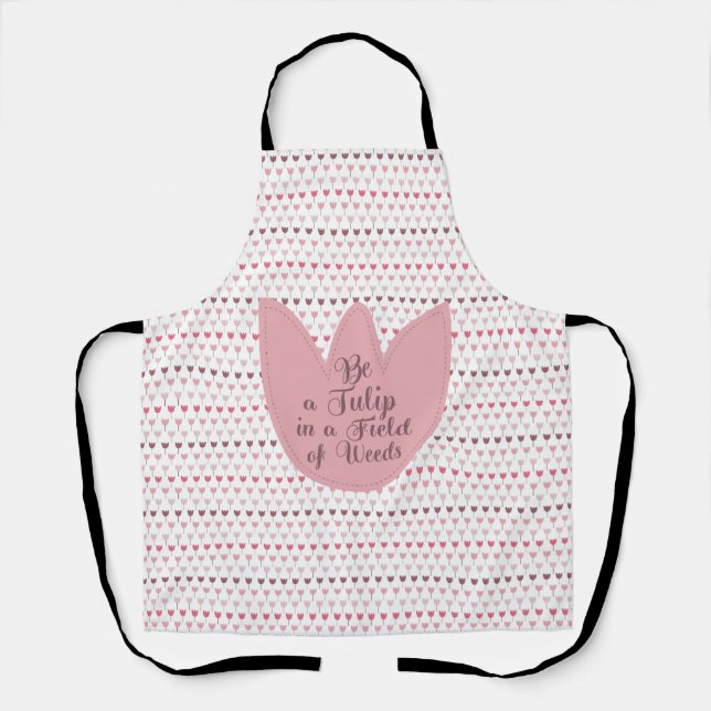 Pink Simple Tulip Pattern Apron (Front)