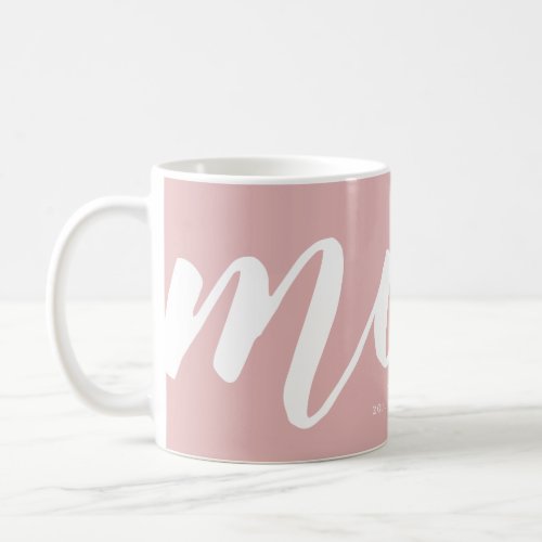 Pink  Simple Typography Mom EST Mug