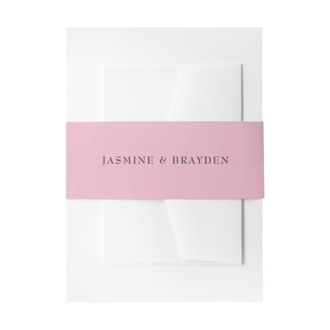Pink Simple Wedding Invitation Belly Band (Front Example)