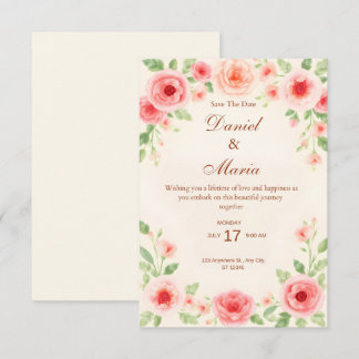 Pink Simple Wedding Invitation Card