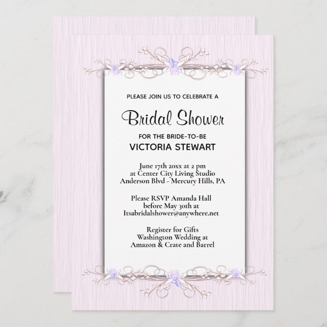 Pink Simplicity Bridal Shower Invitation (Front/Back)