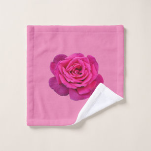 Pink single rose wash cloth