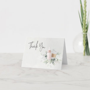 Pink Sip & See New Baby Folded Thank You Card
