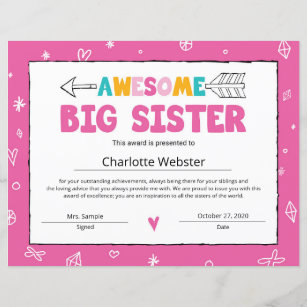 Sister Awards Certificates Zazzle
