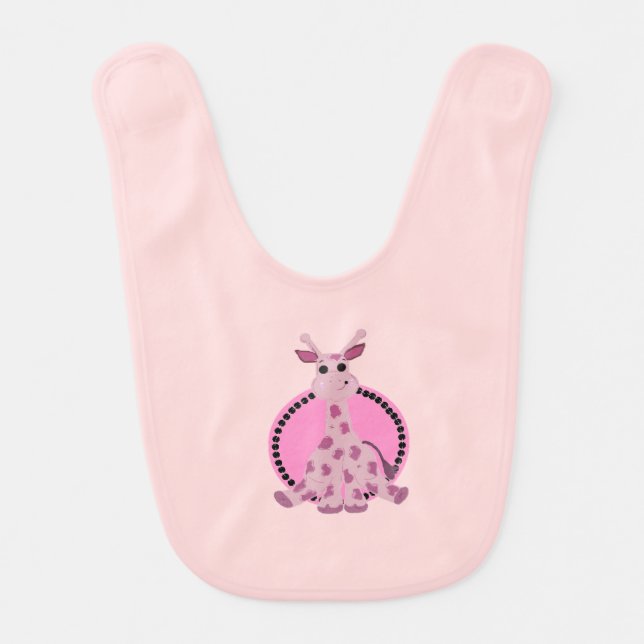 Pink Sitting Giraffe Bib (Front)