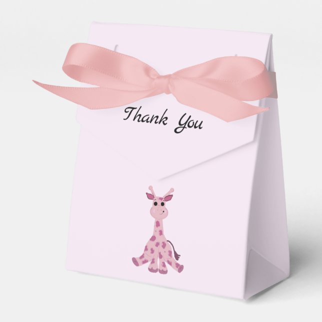 Pink Sitting Giraffe Favor Boxes (Front Side)
