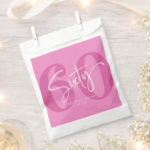 Pink Sixty 60th Sixtieth Birthday Party Favor Bag
