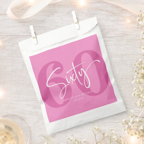 Pink Sixty 60th Sixtieth Birthday Party Favor Bag