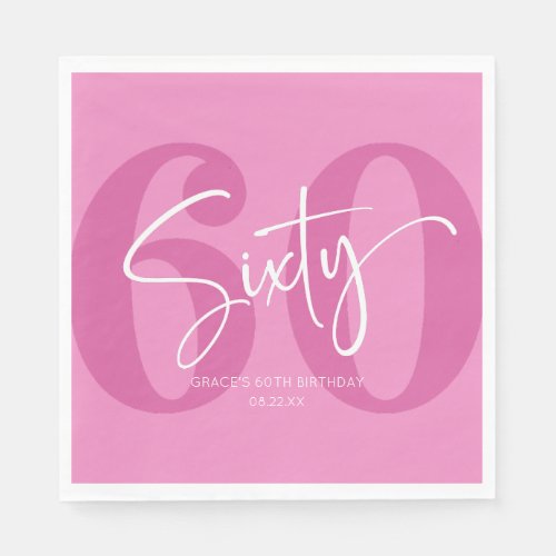 Pink Sixty 60th Sixtieth Birthday Party Napkins