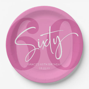 Pink Sixty 60th Sixtieth Birthday Party Paper Plates