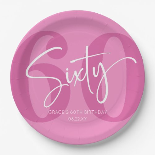 Pink Sixty 60th Sixtieth Birthday Party Paper Plates
