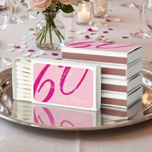 Pink Sixty and Fabulous Name 60th Birthday Party Matchboxes