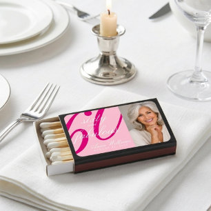 Pink Sixty and Fabulous Name 60th Birthday Party Matchboxes