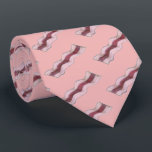 Pink Sizzling Bacon Strips Breakfast Food Tie<br><div class="desc">Necktie features an original marker illustration of a delicious strip of sizzling breakfast bacon,  printed on a pink background.</div>