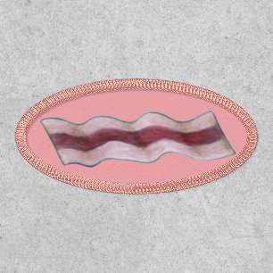 Pink Sizzling Greasy Bacon Strip Breakfast Food Patch