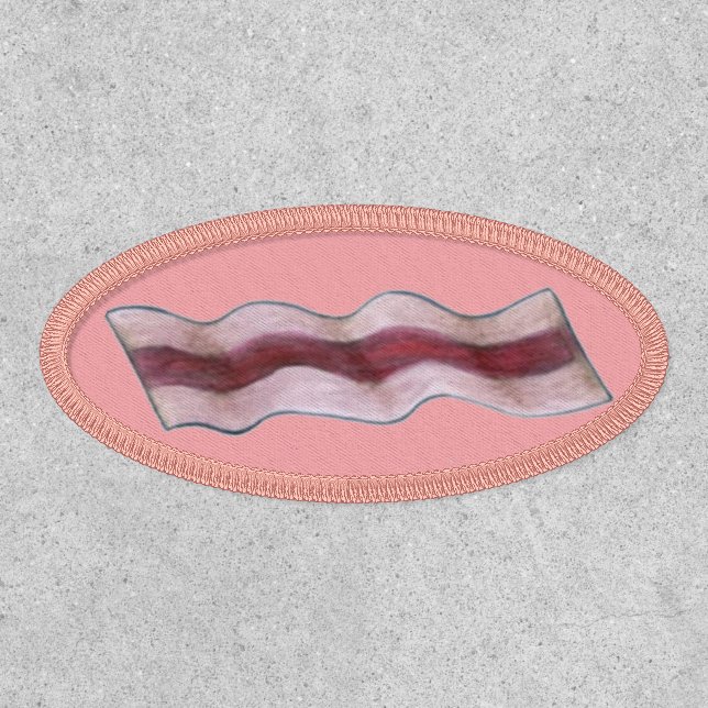 Pink Sizzling Greasy Bacon Strip Breakfast Food Patch (Front)