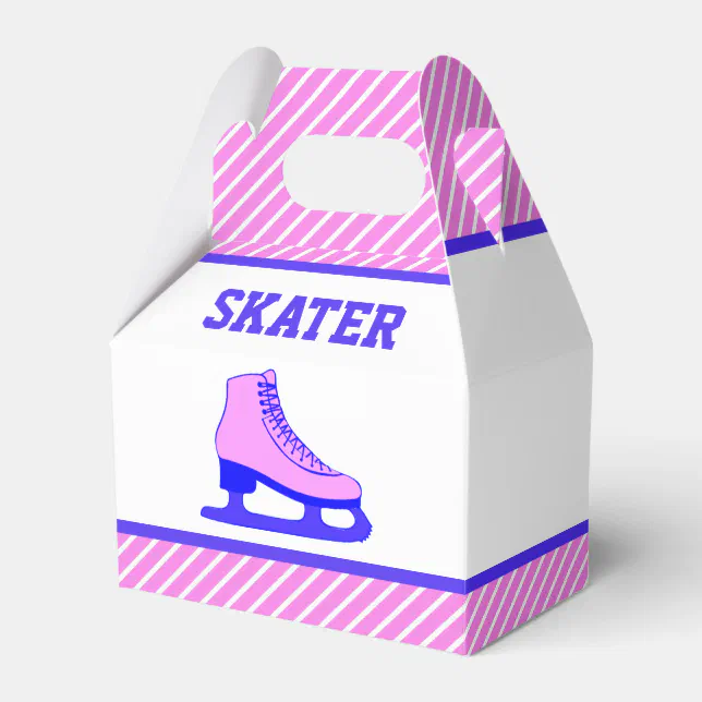 Pink Skate Ice Skating Birthday Party Favor Box Zazzle