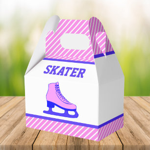 Pink Skate Ice Skating Birthday Party Favor Boxes