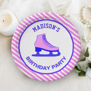 Pink Skate Ice Skating Birthday Party Paper Plates