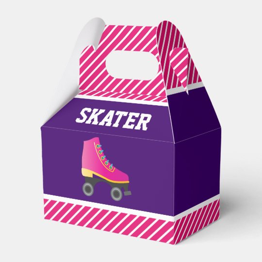 Pink Skate Roller Skating Birthday Party Favor Box