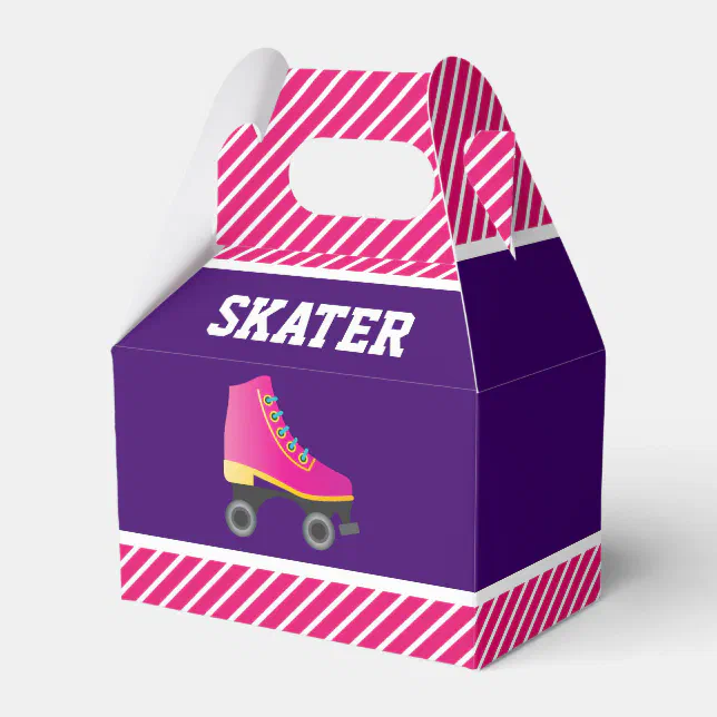Pink Skate Roller Skating Birthday Party Favor Box Zazzle