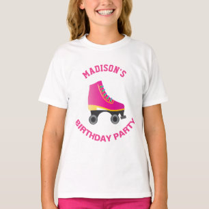 Pink Skate Roller Skating Birthday Party T-Shirt