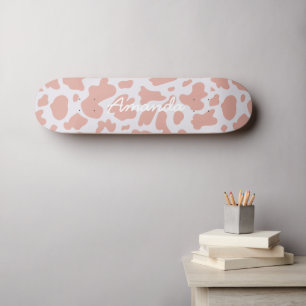 Pink skateboard cow print girly rodeo