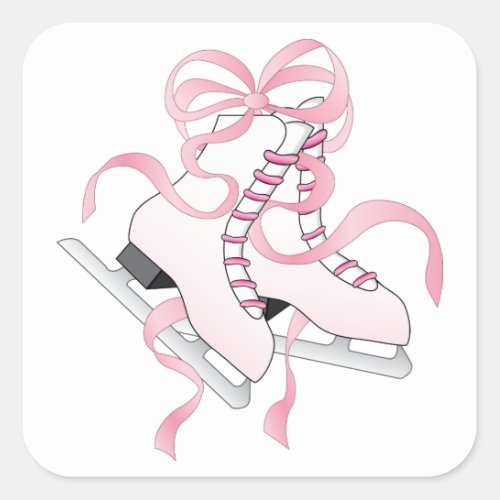 Pink Skates Square Sticker