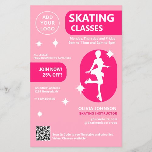 Pink Skating classes Flyer