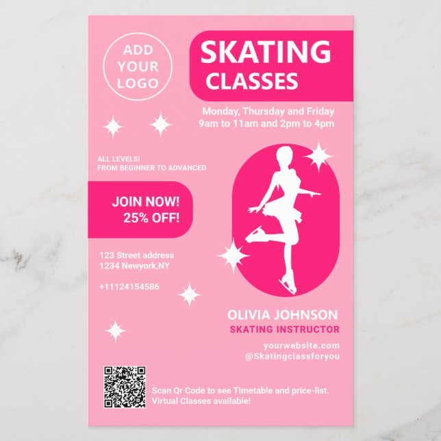 Pink Skating classes Flyer (Front)