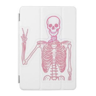 Pink Skeleton Peace Sign Aesthetic iPad Case