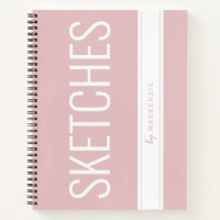 Pink Sketch Book with Large Title Custom Name