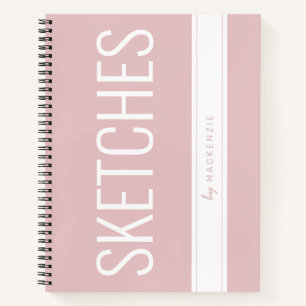 Pink Sketch Book with Large Title Custom Name