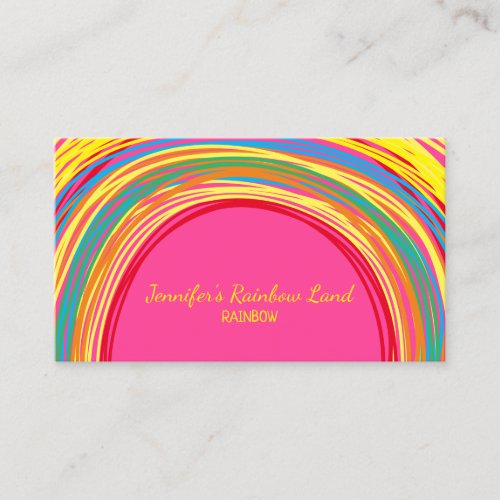 Pink Sketch Kids Drawing Rainbow Business Card