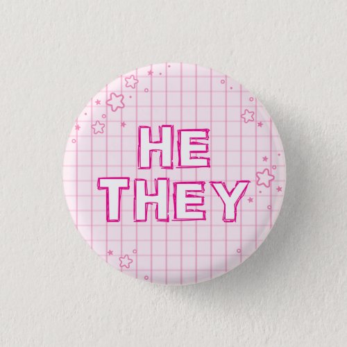 Pink Sketchbook HeThey Pronouns  Button