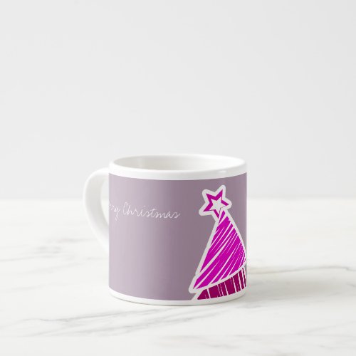 Pink Sketchy Christmas Tree Espresso Mug