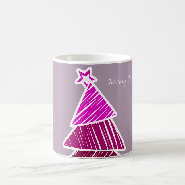 Pink Sketchy Christmas Tree Mug (Center)