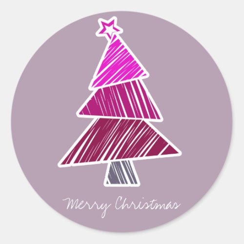 Pink Sketchy Christmas Tree Sticker