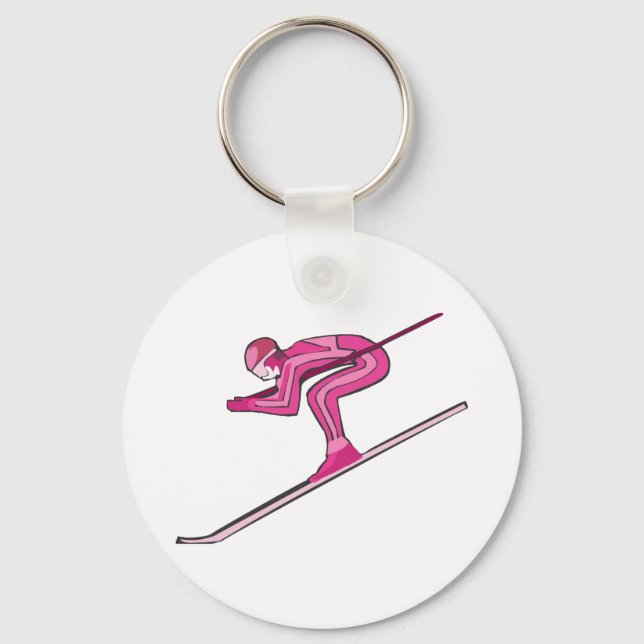 Pink Ski Fast Keychain (Front)