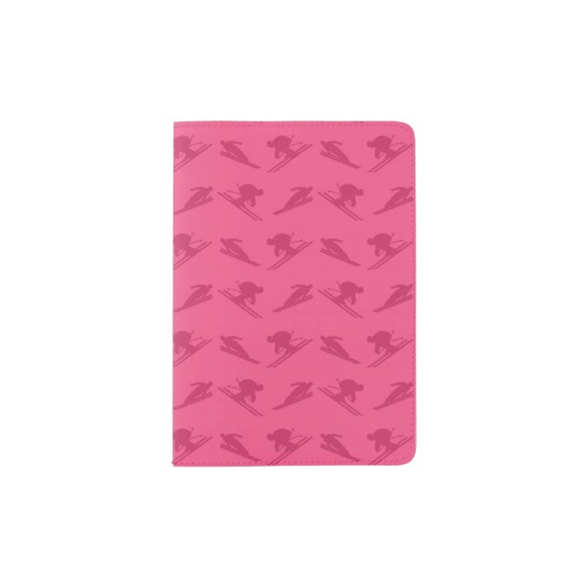 Pink ski pattern passport holder (Front)