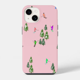 Pink Skiers Ski Opening Christmas Skiing Holiday iPhone 14 Case